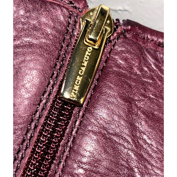 Vince Camuto Windy Women's Leather Moto Boot Harness Detail MidCalf 8M Burgundy - Picture 6 of 8